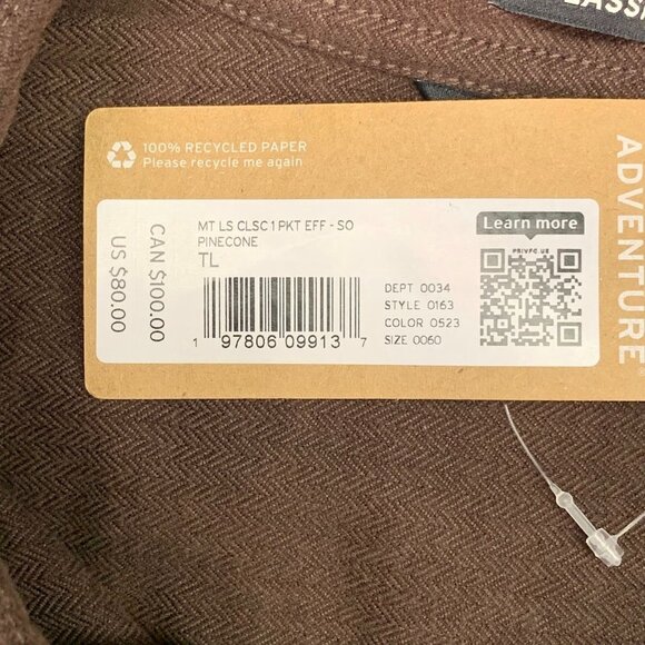 Eddie Bauer Men's Eddie's Favorite Flannel‎ Shirt in Pinecone Size TL NWT - Picture 7 of 13